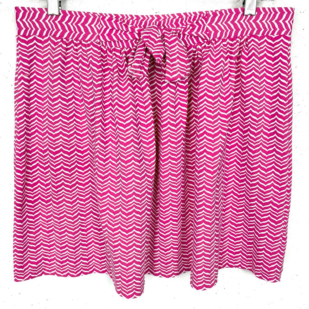 Vineyard Vines Chevron Print Full Skirt Tie Waist Mini Nylon Stretch Pink Medium